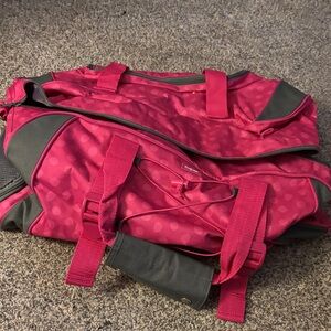 Pink and Gray Polka Dot Duffel Bag